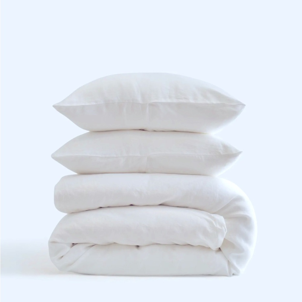 NWOT QUINCE European Linen Duvet Cover and Shams Set White King/Cal King